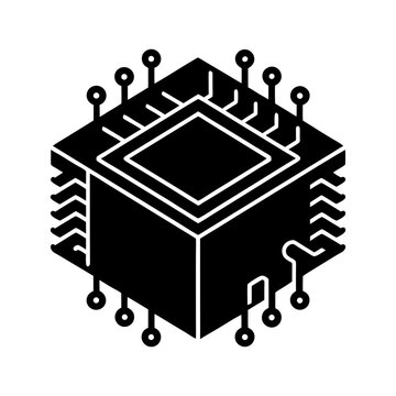 black isometric cpu chip design clip art preview