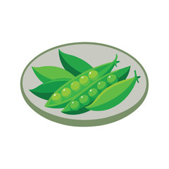 Fresh green peas on vector art illustration