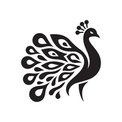 peacock vector silhouette clip art logo design illustration
