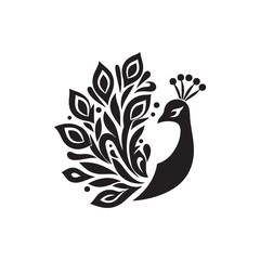 peacock vector silhouette clip art logo design illustration