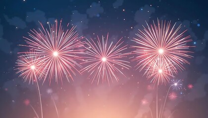 Naklejka premium Stunning Fireworks Display Against a Twilight Sky