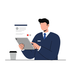 Professional man using tablet in office setting  