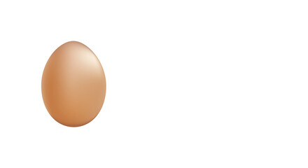Brown chicken egg on transparent background. Copy space.