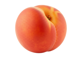 Fresh, ripe peach with vibrant colors isolated on white background