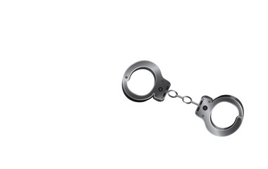Police handcuffs, transparent background. Copy space.