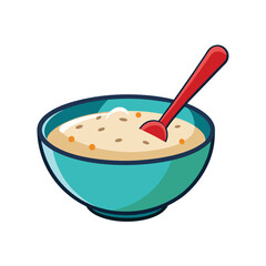Oatmeal in a bowl vector art illustration