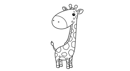 Adorable Long Neck Chibi Giraffe Coloring Sheet Featuring Big Simple Spots Easy African Animal Outline For Kids Art © Shahid