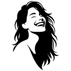 Silhouette portrait of a woman laughing