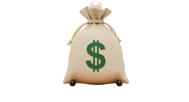 Isolated Money Bag with Dollar Symbol