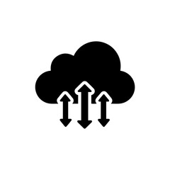 Cloud with Languages Uploaded - Minimal Black Icon