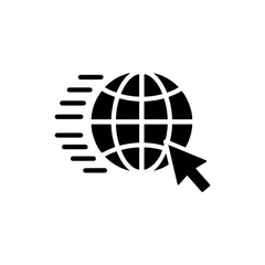 Minimal Black Globe Icon with Text Lines and Cursor