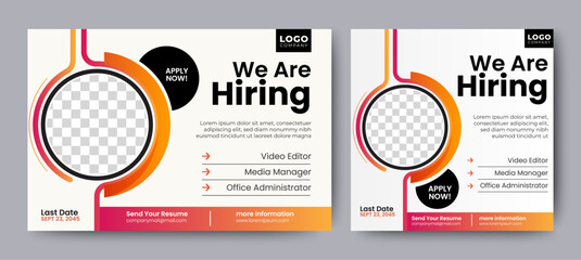 Job vacancy templates. We are hire jobs that are used on social media content.	