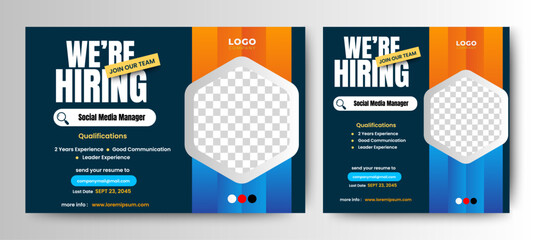 Recruitment advertising template. Recruitment Poster, Job hiring poster, social media, banner, flyer. Digital announcement job vacancies layout	