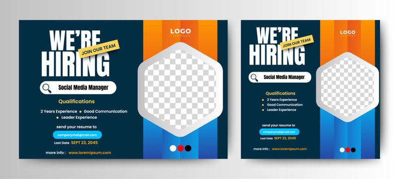 Recruitment advertising template. Recruitment Poster, Job hiring poster, social media, banner, flyer. Digital announcement job vacancies layout	