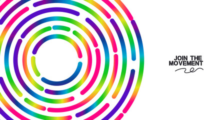 Round Gradient Lines with Circle Line Pattern and rainbow neon color design