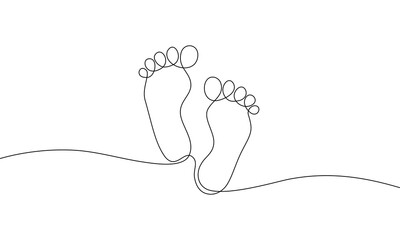 Continuous line drawing of Footprint isolate on transparent background.