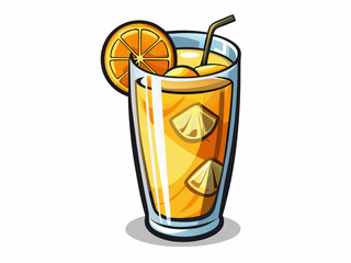 A high-quality vector of a tall transparent drinking glass filled with iced lemonade, isolated on a white background