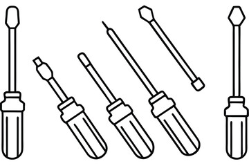 Screwdrive Line Art Detailed Drawing for Unique Illustration and Prints  