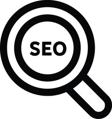 Black and White Vector PNG Illustration of a Magnifying Glass Containing the Letters 