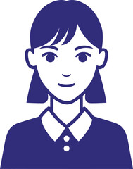 Black and White Vector PNG Illustration of a Person Wearing a Collared Shirt and Name Badge, Depicted from the Shoulders Up with Minimal Facial Features.