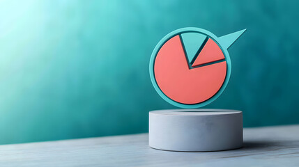 Dynamic analytics insights a floating pie chart with arrow in minimalist setting for data visualization