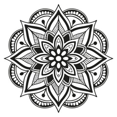 Mandala Silhouette with Intricate Symmetrical Geometric Pattern