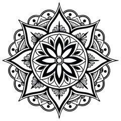 Mandala Silhouette with Intricate Symmetrical Geometric Pattern