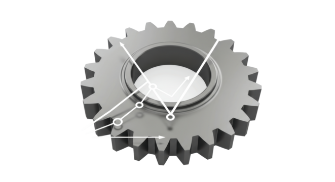 Isolated Gray Gear with Reflection Arrows Indicating Processing - Powered by Adobe