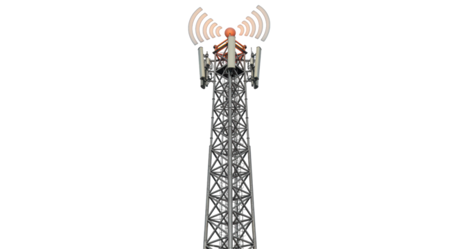Isolated Telecommunications Tower with Antennas Transmitting Signals