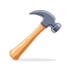 Durable steel hammer with wooden handle, minimalist illustration