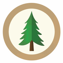 Stylized evergreen tree badge design, camping concept illustration