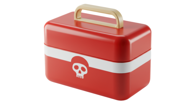 Isolated Red Toolbox with Skull Graphic