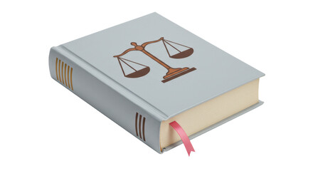 Isolated Law Book with Scales of Justice