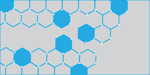 Blue Geometric Pattern with Hexagons and Seamless Floral Design