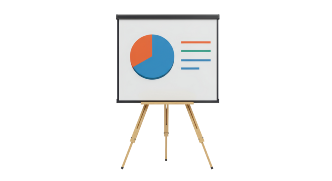 Isolated Whiteboard with Pie Chart for Business Presentation