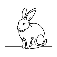 Fototapeta premium a rabbit simple one line drawing of farm animal , transparent background PNG image