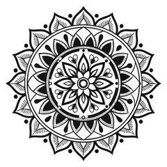 Mandala Silhouette with Intricate Symmetrical Geometric Pattern