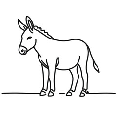 donkey simple one line drawing  of farm animal  , transparent background PNG image