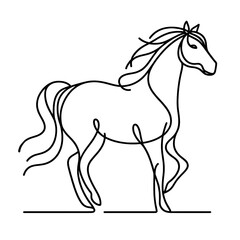 Obraz premium horse simple one line drawing of farm animal , transparent background PNG image