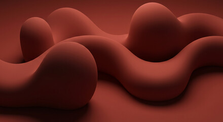 Abstract red shapes flowing in smooth curves  