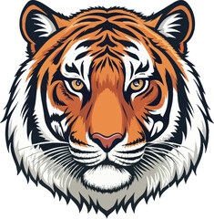 A detailed, stylized vector graphic of a tiger's head, set against a plain white background.