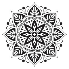 Mandala Silhouette with Intricate Symmetrical Geometric Pattern