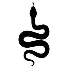 Fototapeta premium Elegant Black Snake Silhouette Striking Reptile Illustration