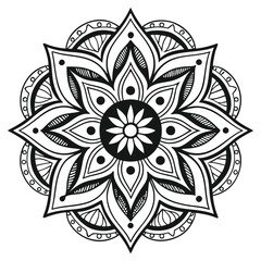 Mandala Silhouette with Intricate Symmetrical Geometric Pattern