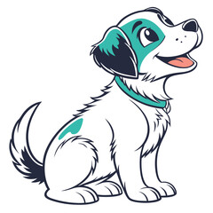 Obraz premium Cute Cartoon Dalmatian Puppy Sitting and Smiling Vector Illustration