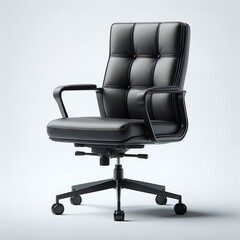 Fototapeta premium Leather Executive Office Chair on white background, isolated office chair photography