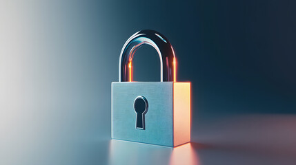Fototapeta premium Realistic digital lock icon conceptual art secure environment 3d visualization abstract design for cybersecurity