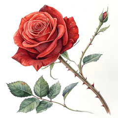 red rose on white background