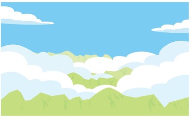 山と雲海の背景イラスト素材