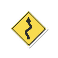 標識のステッカー単品イラスト　つづら折りあり